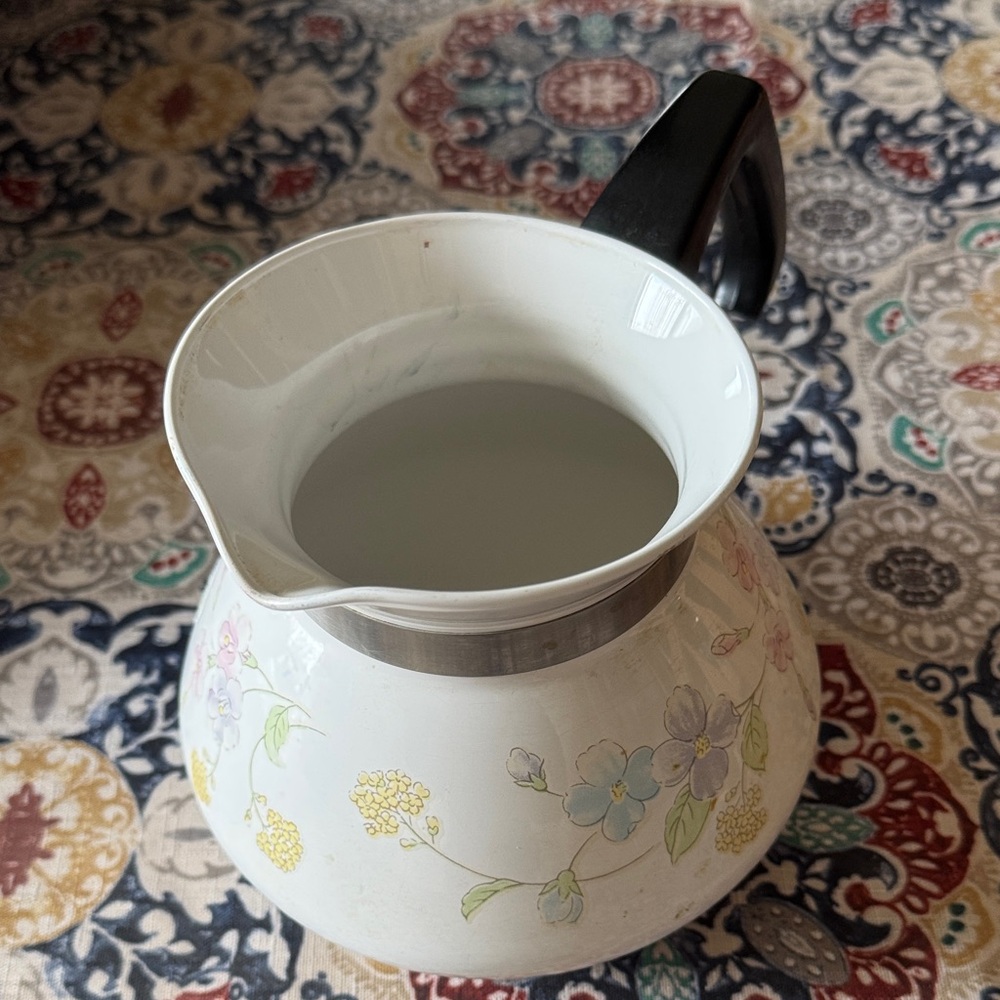 Pastel Bouquet Corning Ware Coffee Pot with Black Handle (no lid)